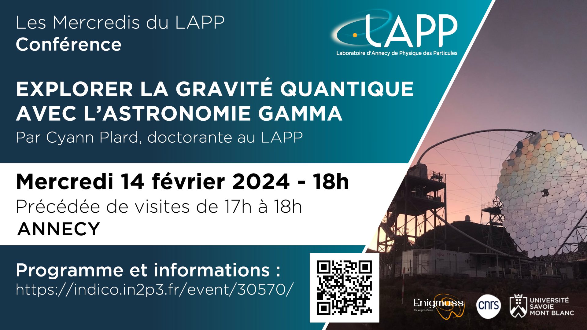 Conférence : Explorer la gravité quantique avec l’astronomie gamma – 14 février 2024