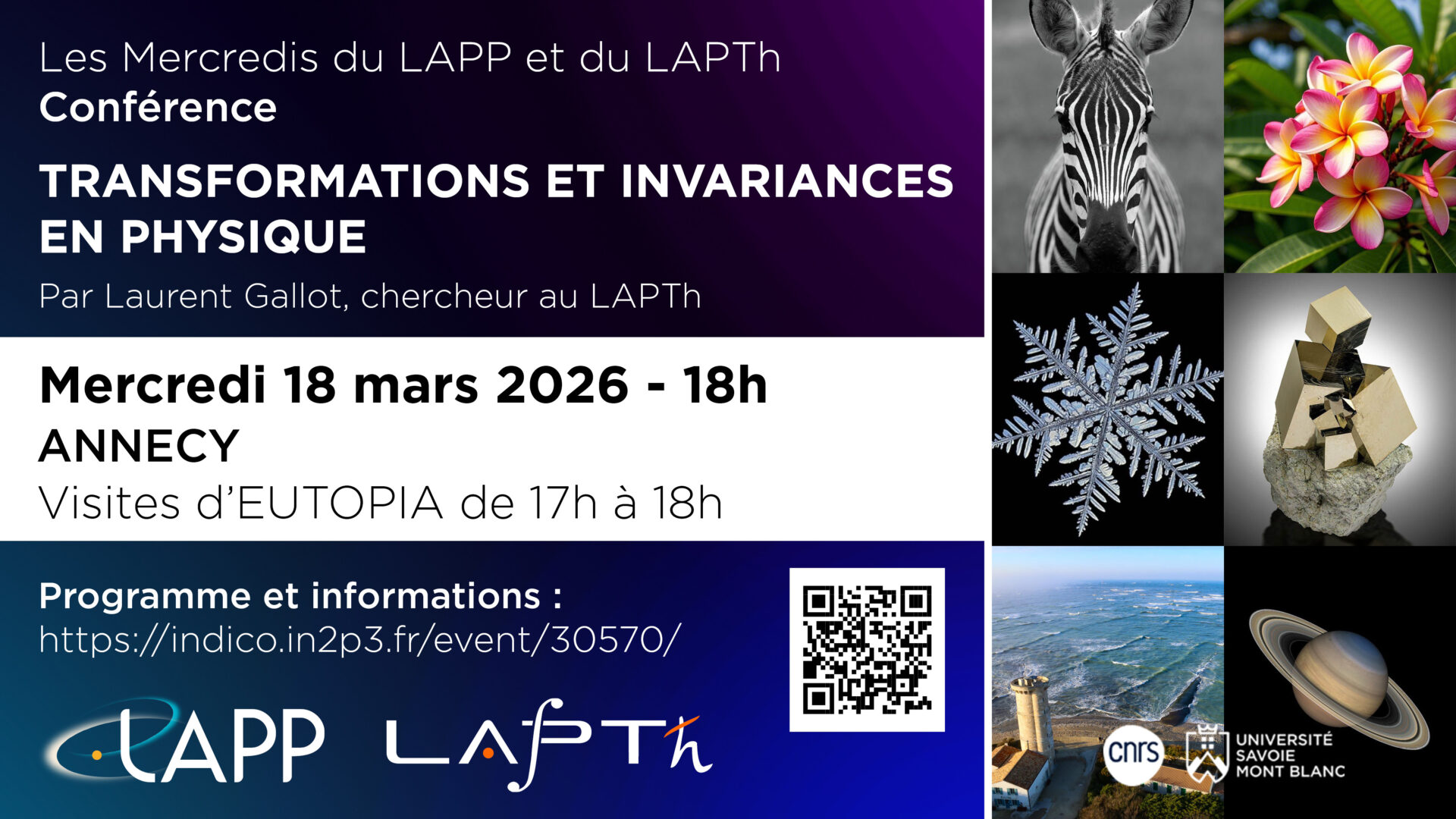 Conférence et visites : « Transformations et invariances en physique » et visites d&rsquo;EUTOPIA