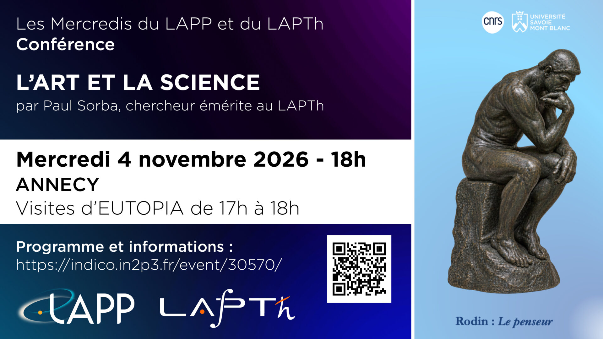Conférence : « L&rsquo;Art et la Science » et visites d&rsquo;EUTOPIA